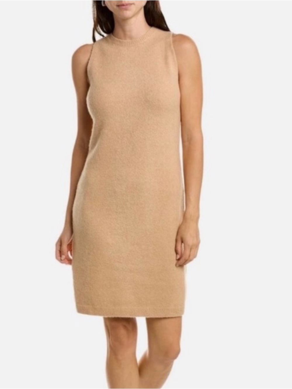 Vince Women's Camel Wool Sleeveless Mini Sweater Dress Size M
